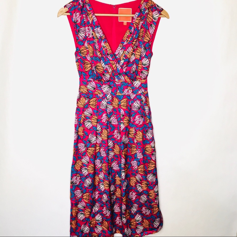 ModCloth bright pink floral print dress